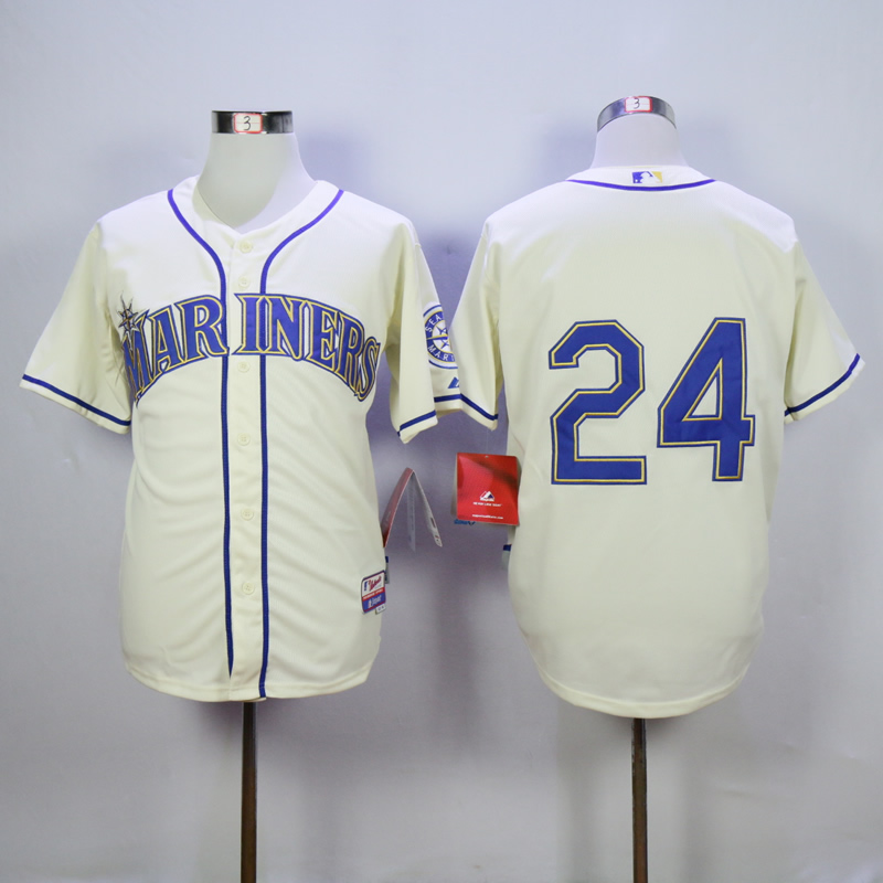 Men Seattle Mariners 24 Griffey Cream MLB Jerseys